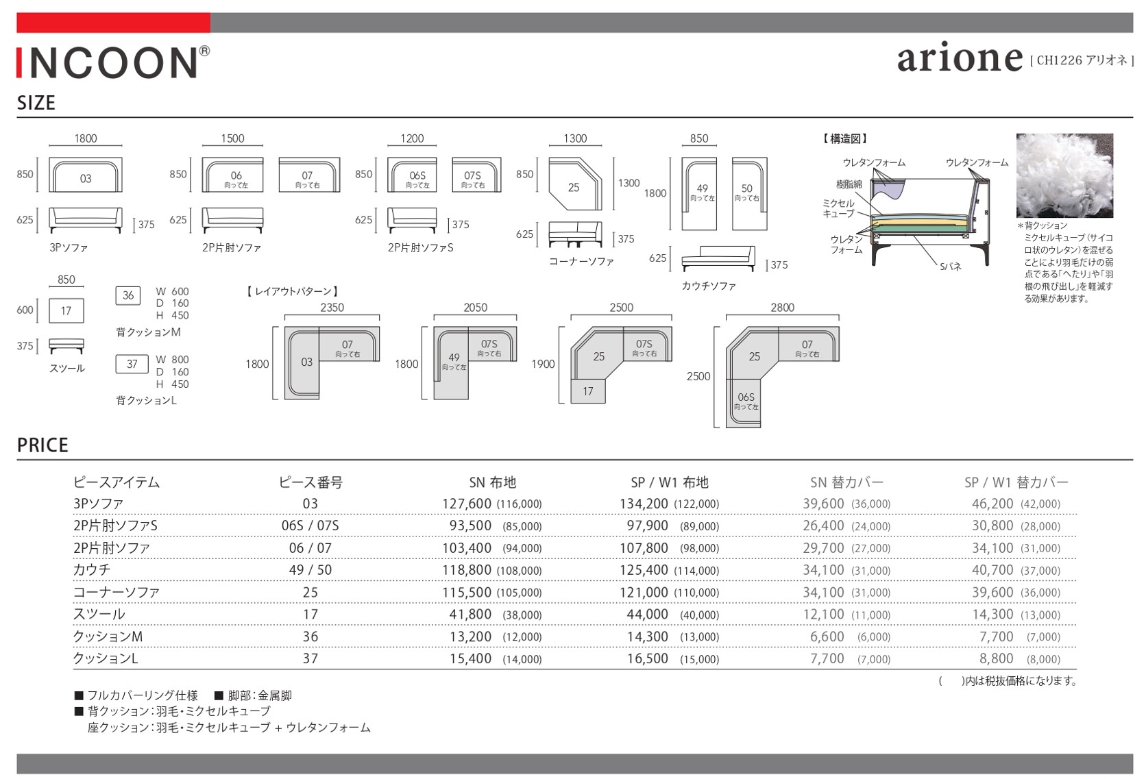 ソファ アリオネ フクラ INCOON